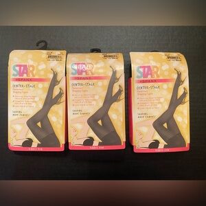 Star Power By Spanx 3 Pair Enter-Stage Patterned Ribbed Row Shaping Tights Sz G